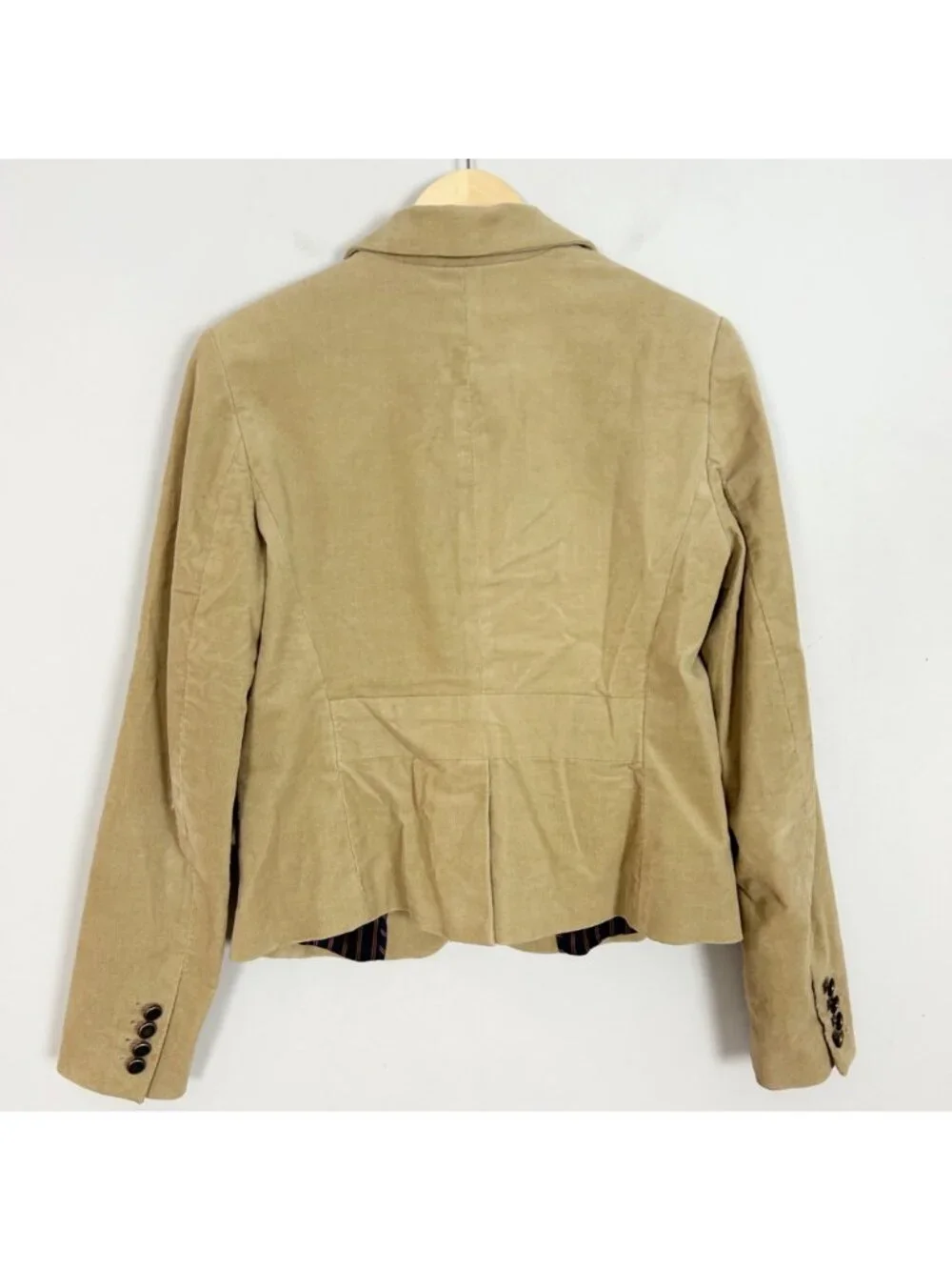 Y2K Loft Tan Corduroy Casual Blazer Jacket Classic Equestrian Size 6 Women's